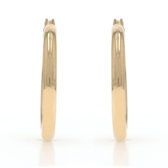 Yellow Gold Hoop Earrings - 18k Round Hollow Pierced - Picture 2 of 4